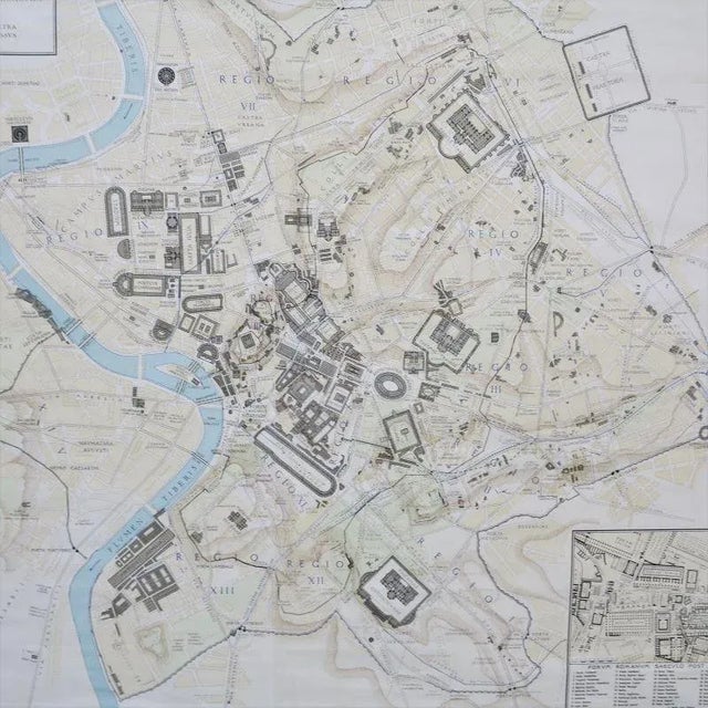 Wood School Wall Map of Old Rome from Instituto Geografico de Agostini Nora, 1950s For Sale - Image 7 of 12