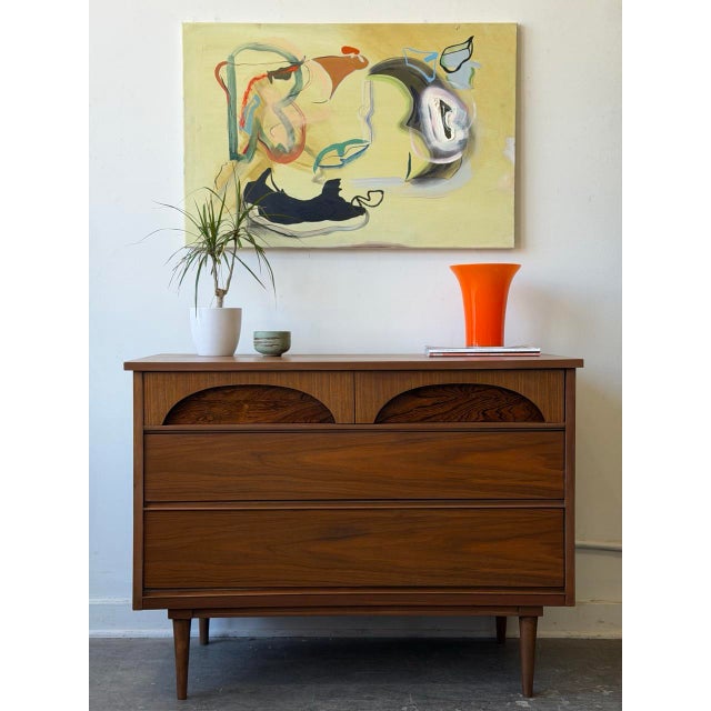 Wood 1960's Walnut & Rosewood Chest of Drawers For Sale - Image 7 of 7