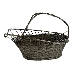 Late 20th Century Woven Silverplate Wine Bottle Caddy