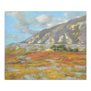 Mountain Landscape With Wildflowers in the Marsh in Acrylic on Canvas