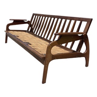 Adrian Pearsall (Attr.) Model 1209 Sculptural Wood 3 Seat Sofa for Restoration For Sale