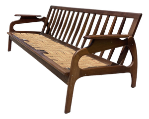 Adrian Pearsall (Attr.) Model 1209 Sculptural Wood 3 Seat Sofa for Restoration