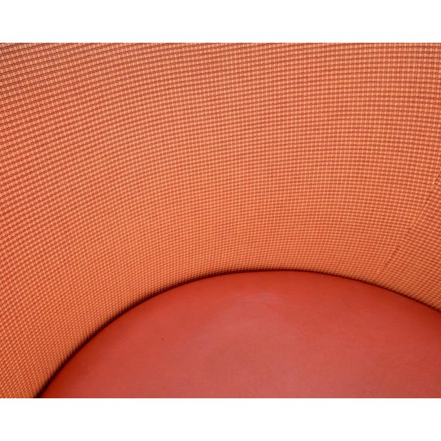 Set of 4 Large Swivel Round Barrel Back Lounge Club Chairs Red Upholstery For Sale - Image 12 of 13