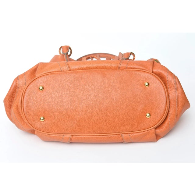 1970's Orange Leather and Gold Plated Tassel Hand Bag by MCM Germany For Sale In Miami - Image 6 of 10