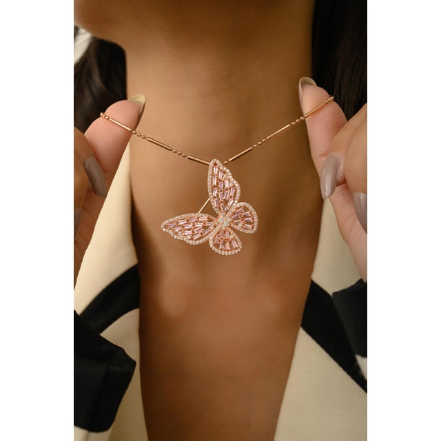 Sparkling Butterfly Brooch in 925 Sterling Silver With Rose Gold Finish For Sale - Image 4 of 15