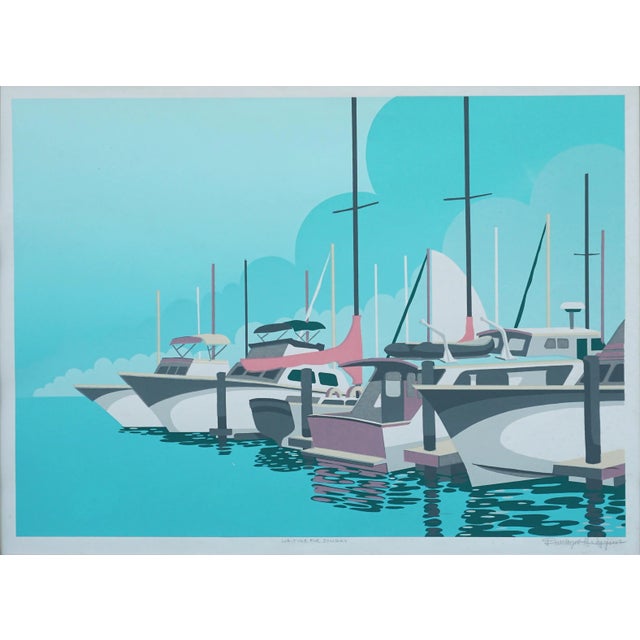 Beautiful and serene, this silkscreen is titled "Waiting for Sunday" by DuWayne Boyd Higgins (American, 1927-2019) is a...