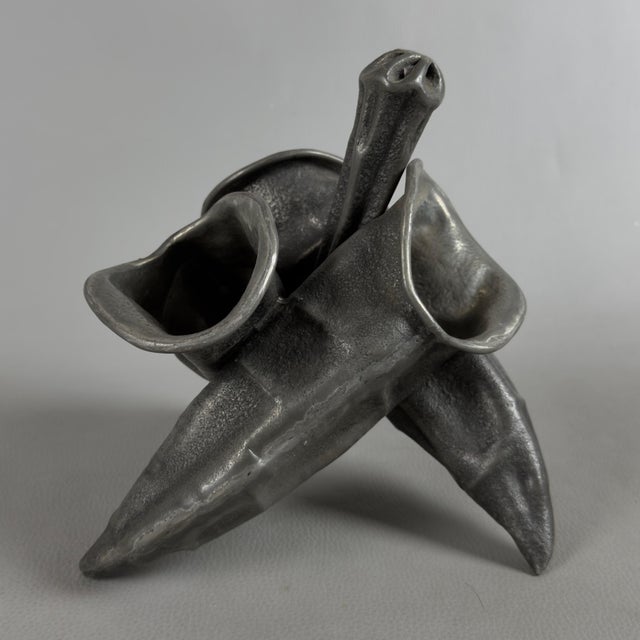 Vintage Pewter Cornucopia Sculpture Vase, 1950s For Sale - Image 11 of 11