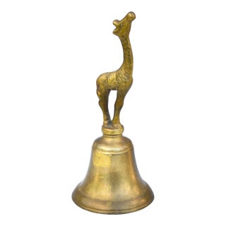 Mid 20th Century Handmade Americana Brass Giraffe-Figurine Bell For Sale