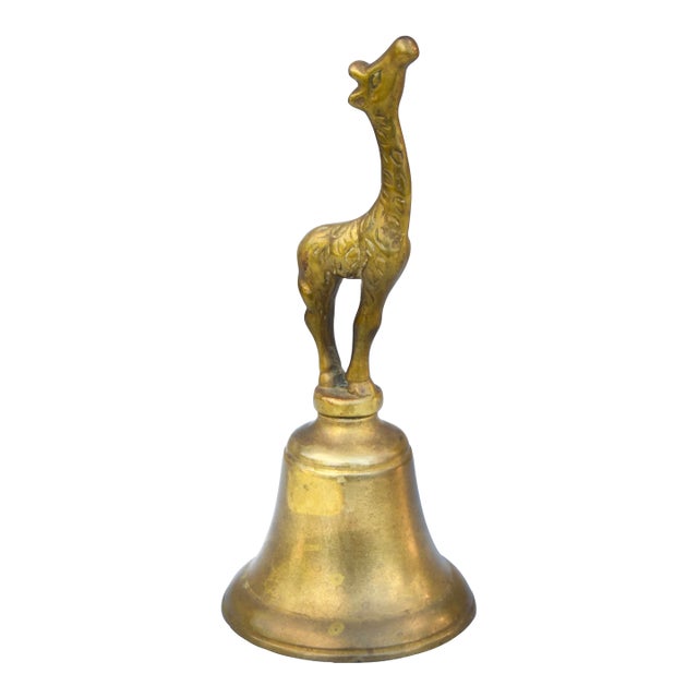 Mid 20th Century Handmade Americana Brass Giraffe-Figurine Bell For Sale