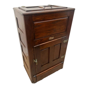 Antique Glacier Turquoise Ice Box Top and Bottom Storage Two Doors Ready to Use