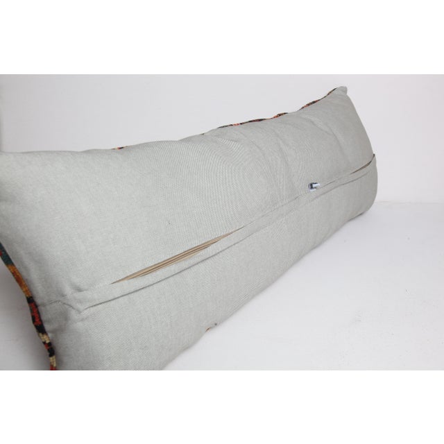 Handmade Authentic Navy-Blue Lumbar Rug Pillow Cushion Cover -16'' X 43'' For Sale - Image 13 of 13
