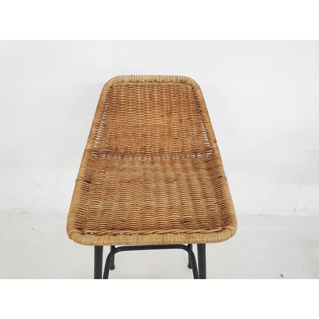 Black Vintage Dutch Rattan and Metal Bar Stools from Rohe Noordwolde, 1950s, Set of 2 For Sale - Image 8 of 12