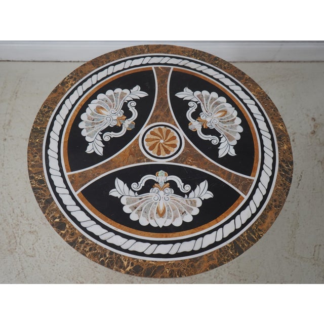 Italian Italian Vintage Pietra Dura Marble Round Table For Sale - Image 3 of 15