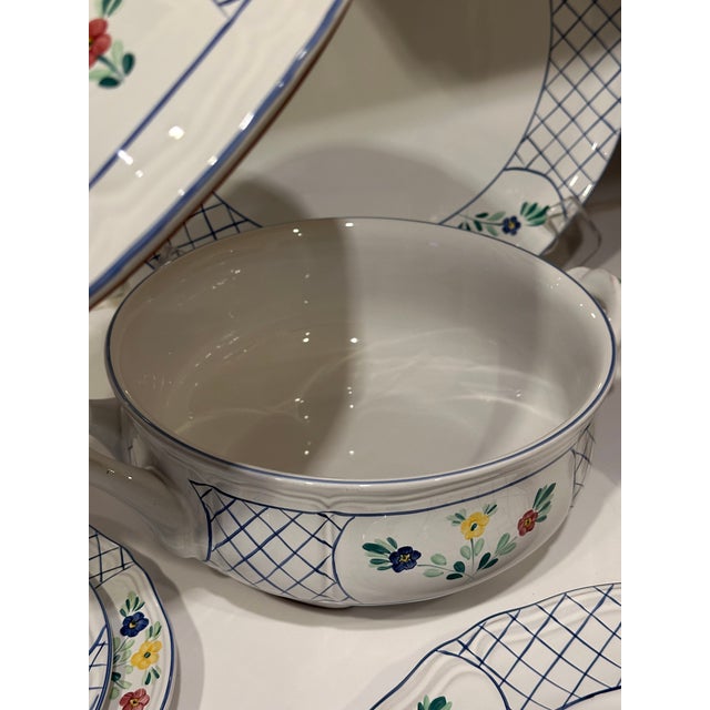 1990s Herend Village Pottery Dinnerware Set for 8 – Lattice Hill Pattern | 40 Pc Set For Sale - Image 10 of 13