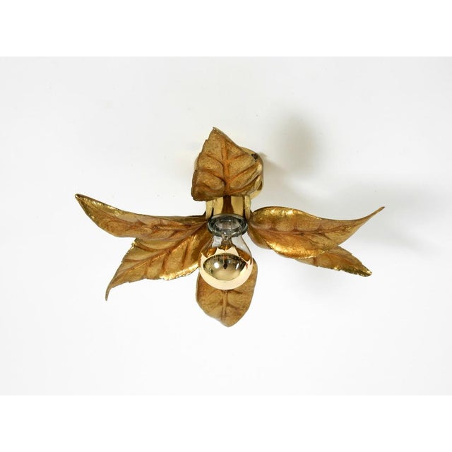 1970s Vintage Florentine-Style Brass Ceiling Lamp by Willy Daro for Massive, Belgium, 1970s For Sale - Image 5 of 18