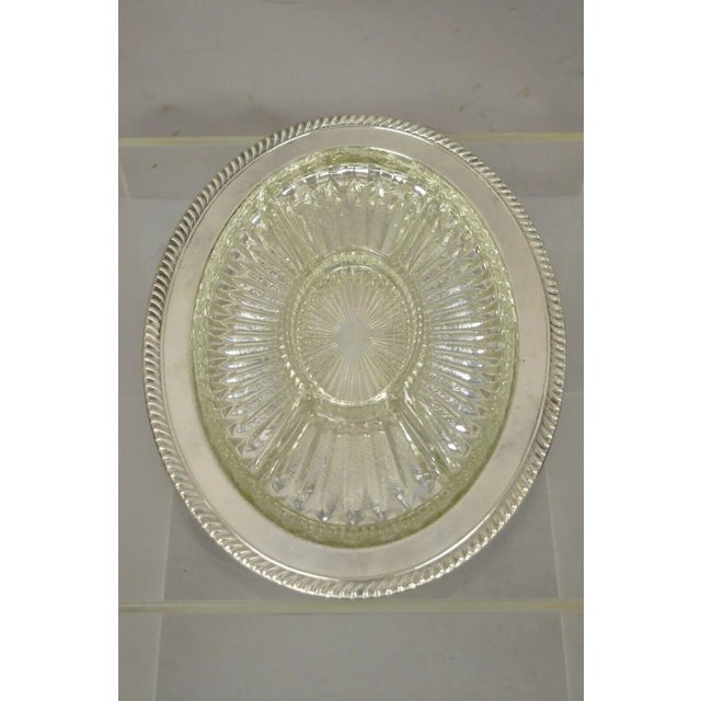 Vintage English Regency Style Silver Plated 12" Oval Serving Dish Platter For Sale - Image 11 of 13