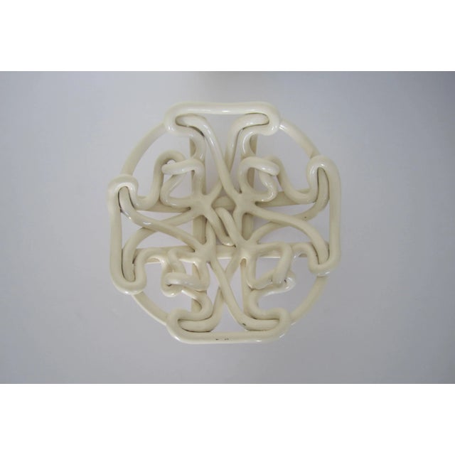 White Woven Pottery Ceramic Centerpiece Bowl Chairish