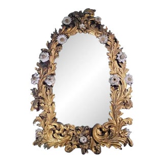 18th Century Italian Baroque Giltwood Mirror For Sale