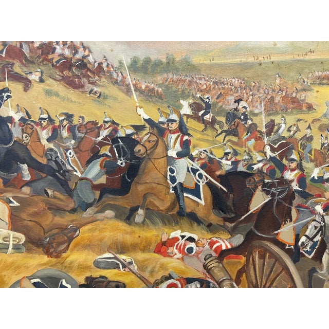 Late 20th Century Oil Painting of the Battle of Waterloo For Sale In Atlanta - Image 6 of 7
