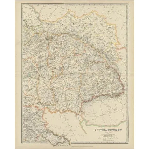 1900 - 1909 Antique Map of Austria-Hungary by Johnston, 1909 For Sale - Image 5 of 5
