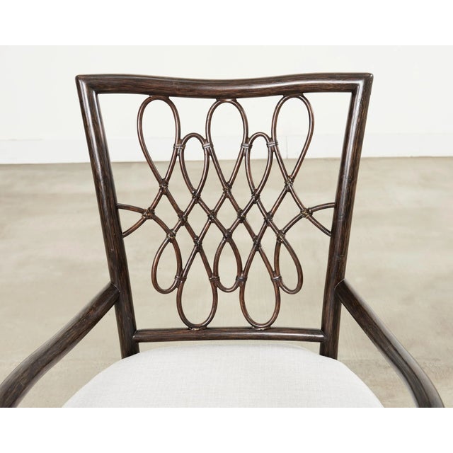 Set of Four Barbara Barry Rattan Script Dining Chairs For Sale - Image 12 of 18