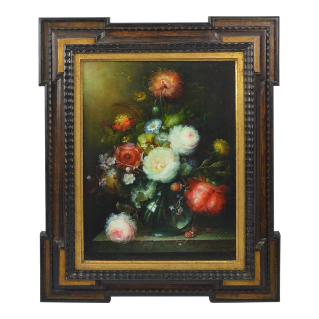 Late 20th Century Old Master Type Still Life Painting in Fine House of Heydenryk Dutch Ripple Frame For Sale