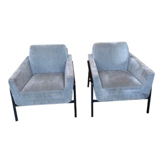 Pair of Holly Hunt Stilt Coupe Lounge Chairs For Sale