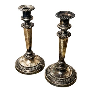 Pair Matthew Boulton Silver Plated Candle Holders, 19th Century For Sale