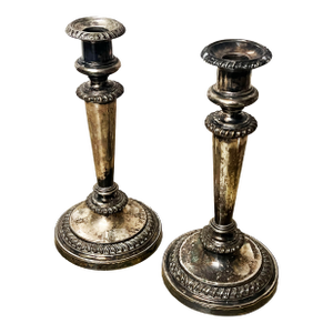 Pair Matthew Boulton Silver Plated Candle Holders, 19th Century