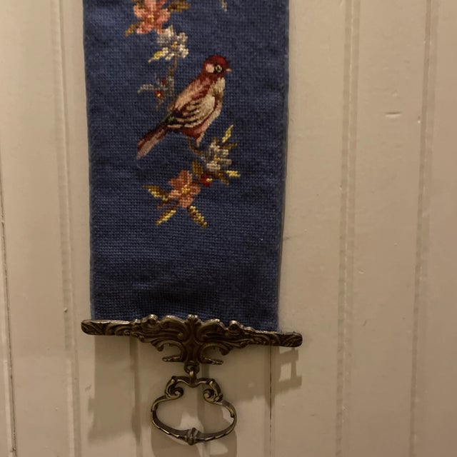 Early Needlepoint Bell Pull With Birds For Sale - Image 6 of 8