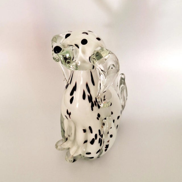 Late 20th Century Dalmatian Dog Figurine Murano Style Art Glass Decor For Sale - Image 9 of 14