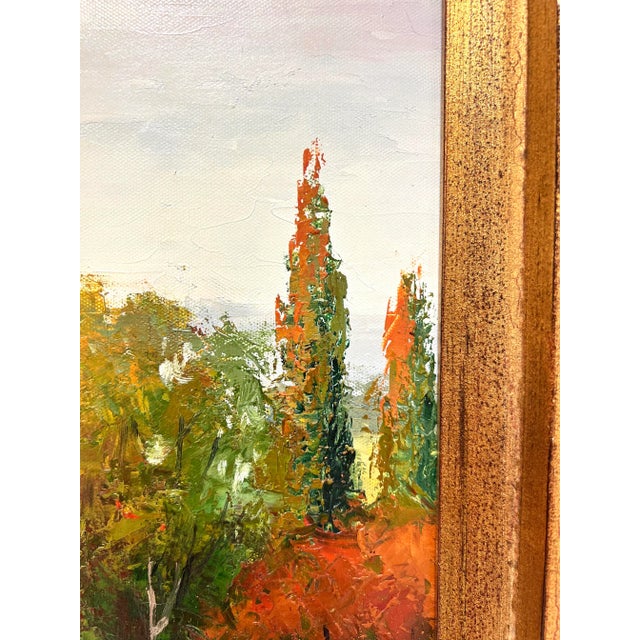 20th Century Original Oil Impasto on Canvas Painting - Poppies & Countryside - Unsigned For Sale In Charlotte - Image 6 of 12