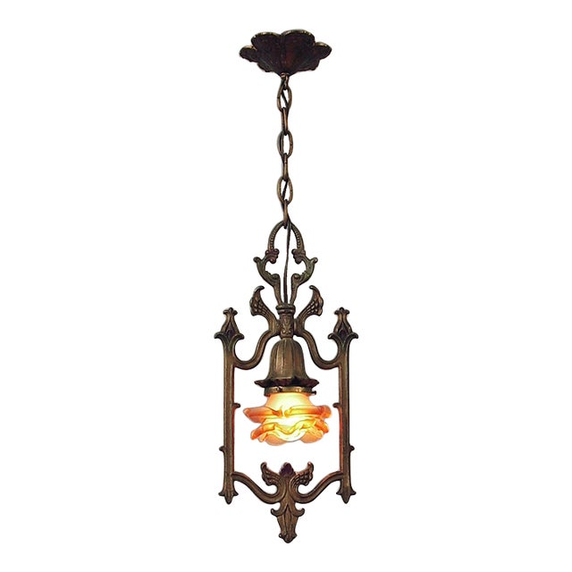 Adorable 1920s American Chandelier, Ceiling Fixture With French Touches For Sale