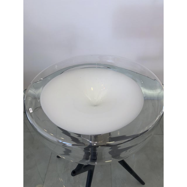 Vintage Glass and Chromed Metal Table Lamp from Leucos, 1970s For Sale - Image 4 of 11