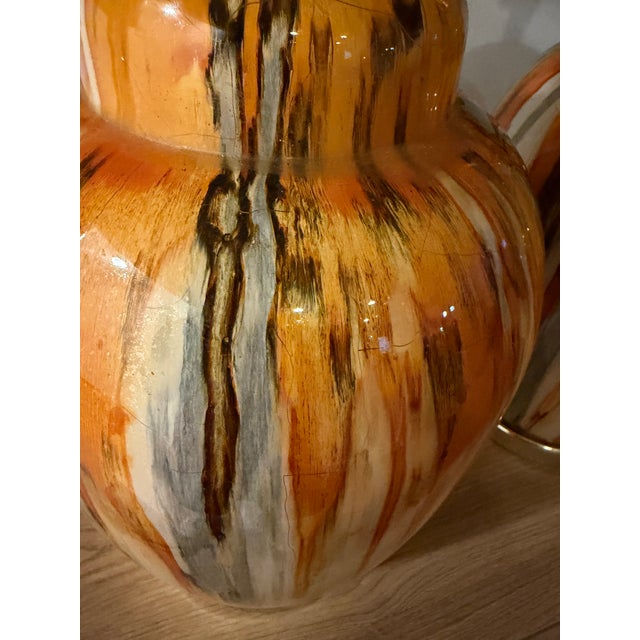1960s Mid Century Large Drip Glaze Ginger Jar Lamps - a Pair For Sale - Image 10 of 11