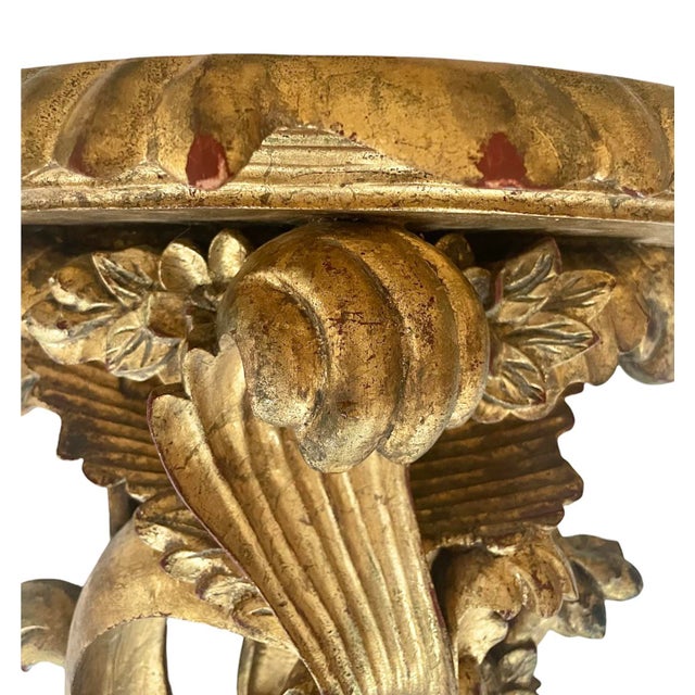 Wood Mid 20th Century Large Vintage Carved Giltwood Italian Wall Brackets - a Pair For Sale - Image 7 of 11