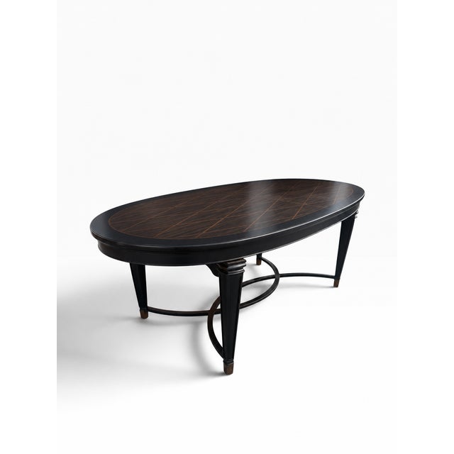 Wood Late 20th Century Neoclassical Zebrawood Inlaid Ebonized Dining Table, Attributed to Ralph Lauren for Henredon For Sale - Image 7 of 18
