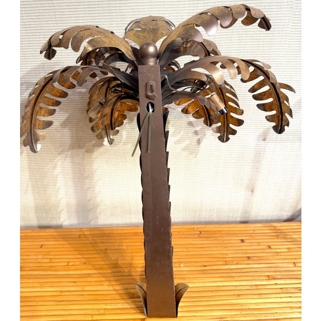 Metal Pair of Maison Jansen Gilt Metal Palm Tree Sconces, France, 20th Century For Sale - Image 7 of 15