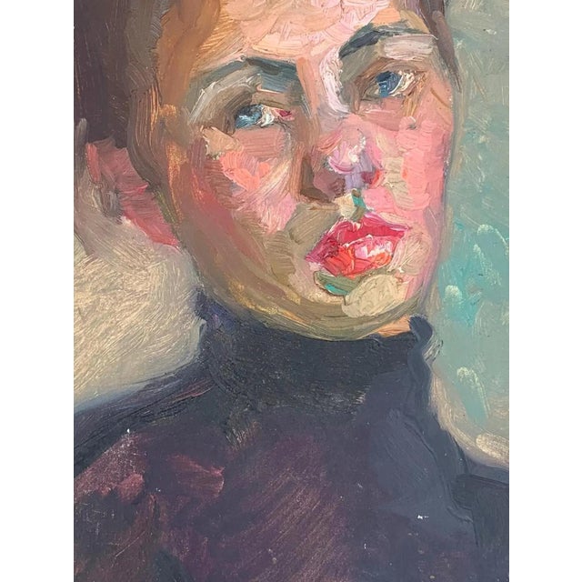 1960s Original Oil Portrait Painting, Young Girl, Ukrainian Art For Sale - Image 4 of 6