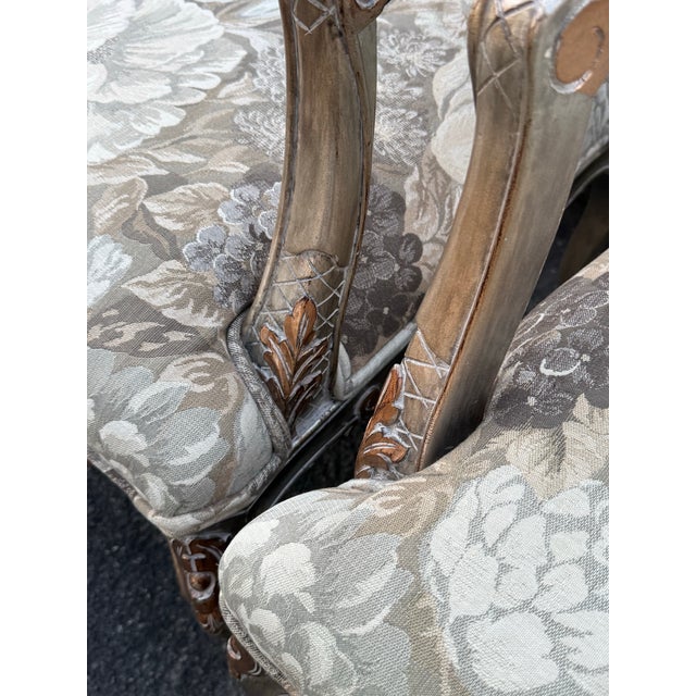 Gray Kreiss Collection Parcel Gilt Carved French Bergere Chairs - A Pair For Sale - Image 8 of 12