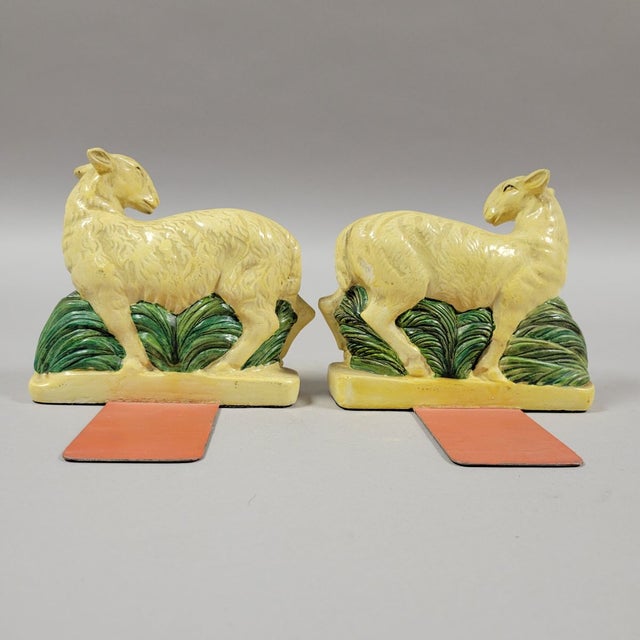 Borghese Vintage Italian Lamb Sheep Bookends by Borghese For Sale - Image 4 of 6