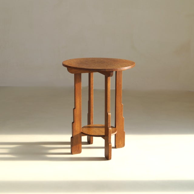 Dutch Amsterdam School Art Deco Stepped Side Table with Ball Feet, 1920s For Sale - Image 15 of 16