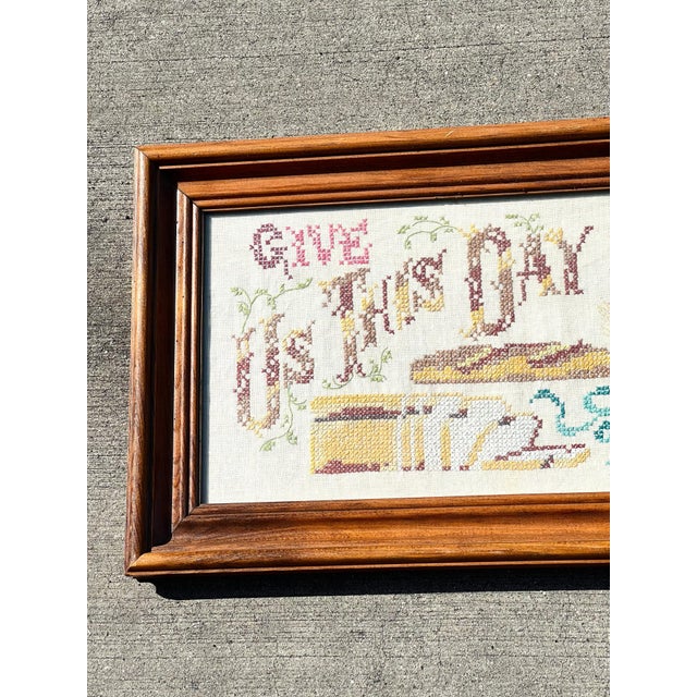 American “Give Us Thy Day Our Daily Bread” Needlepoint (Vintage) For Sale - Image 3 of 4