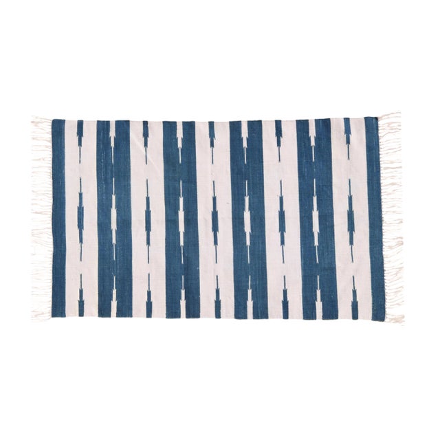 Hyacinth Rug, 6x9, Royal Blue & White For Sale