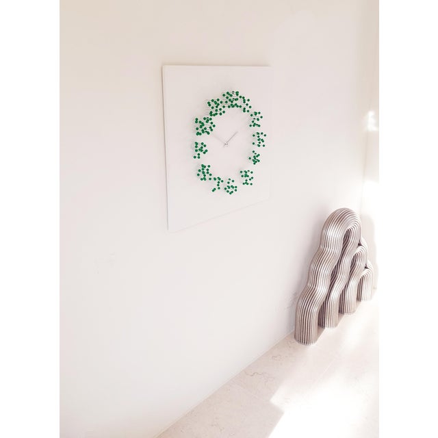 "Mocap" (White-Green) Illusionistic Wall Clock / Wall-Sculpture For Sale - Image 9 of 10