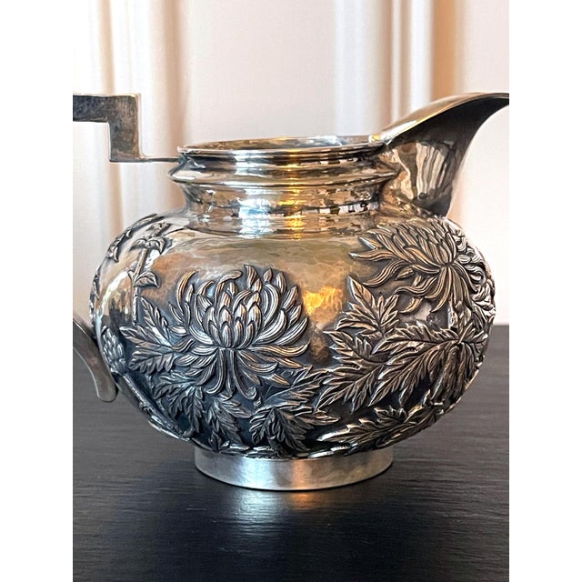 Metal Chinese Export Sterling Silver Creamer and Sugar by Cutshing For Sale - Image 7 of 16