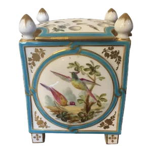 1860 Antique English Minton Porcelain Bough Pot Vase Decorated with Exotic Birds