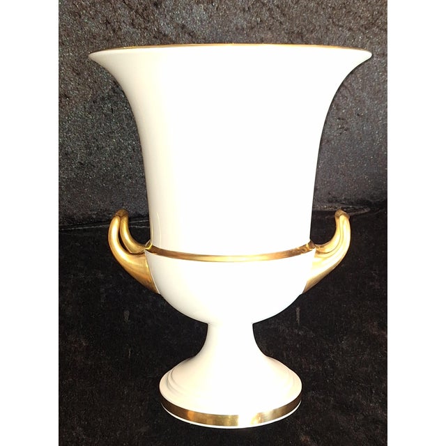 Large Amphora Vase in White Porcelain with Gold Rim and Double Handle from Fürstenberg, 1970s, in Very Good conditions....