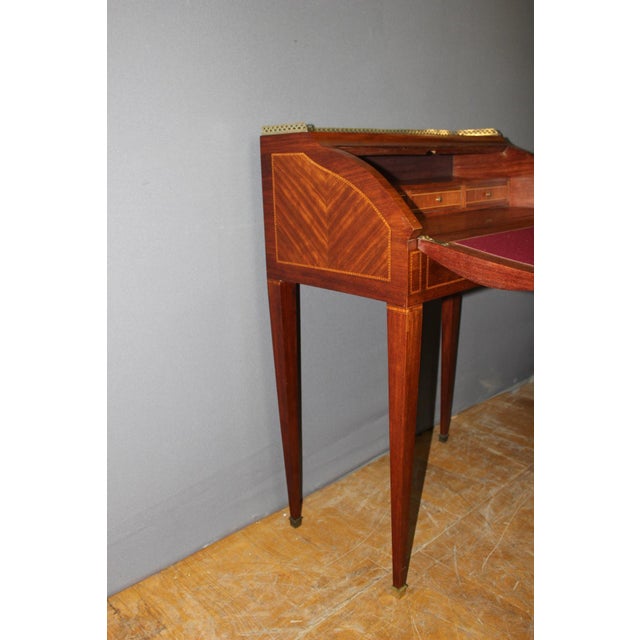 Louis XVI Style Marquetry Roll-Top Desk, 1890s For Sale - Image 5 of 15