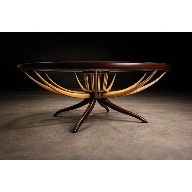 Brazilian Modern Coffee Table With Flower Vase in Two Woods, Giuseppe Scapinelli, 1950s For Sale - Image 11 of 12